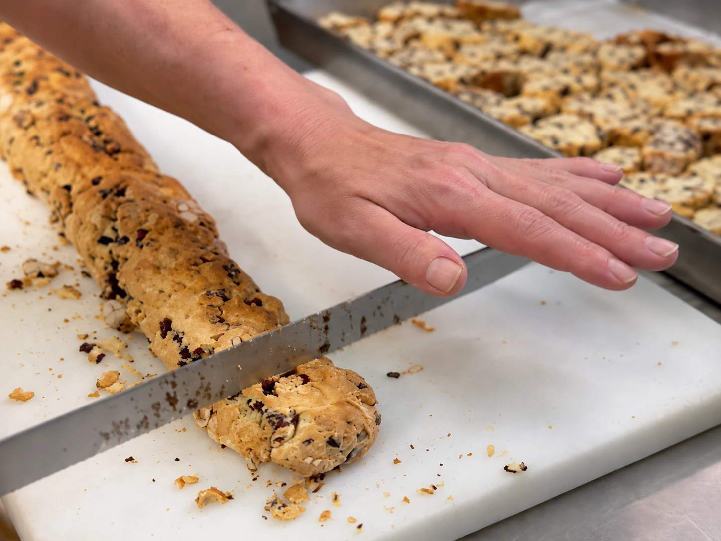 Making homemade tozzetti biscuits in La Tavernetta’s kitchen